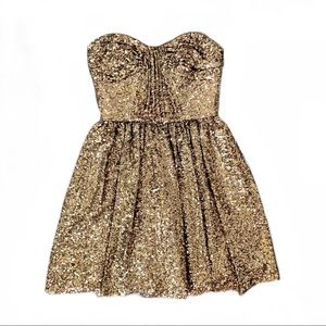 ⚡️ Jill Stuart Strapless Gold Sequin Dress